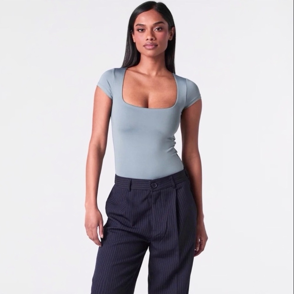 New SWS CONTOUR Square Neck T-Shirt Bodysuit Women’s Celestial Blue